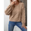 Women's Twist Cable Pullover Sweater Shirt Long Sleeve Fall Casual Crew Neck Loose Fit Knit Top Long Sleeve - 3 of 4