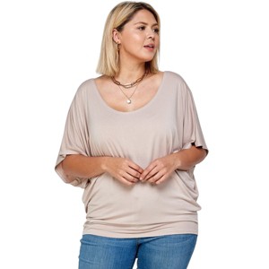 Slickblue Women's Knit Top, Flowy Fit, Short Sleeve Tee, Effortless Casual Style, Olive, 1XL - 1 of 4