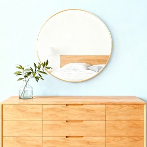 Wooakway Round Metal Accent Wall Mirror Framed Wall-Mounted Bathroom Mirror Vanity Mirror for Bedroom - 1 of 4