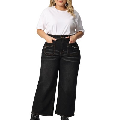 Agnes Orinda Women's Plus Size Split Wide Leg Tie Knot High Rise Palazzo  Formal Outfits Pants Black 1x : Target