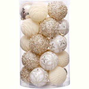Christmas Ball Ornaments 25PCS , 2.36In Velvet Flocked Christmas Tree Hanging Decorations for Home Indoor Xmas Decor - 1 of 4