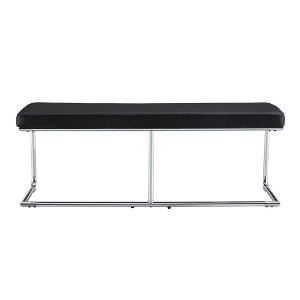 Dining Room Bench, Leather Bench With Silver Metal Legs Shoe Changing Bench, Bedroom Bench Footstool For Entryway, Black - 1 of 4