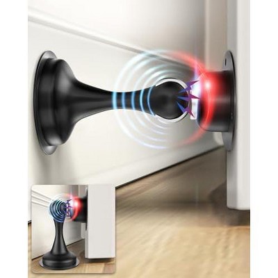DOMETOUR Magnetic Door Stopper 2 Pack, Stainless Steel, Adhesive & Screws, Wall/Floor Mount, Door Holder & Catch for Bottom of Door