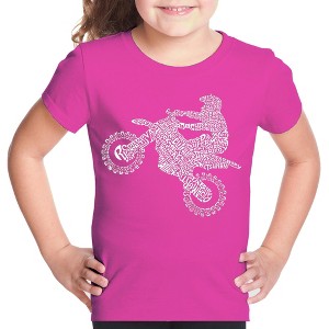 LA Pop Art Girl's Word Art T-shirt - Freestyle Motocross - FMX - 1 of 4