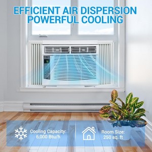 6000 BTU WiFi Window Air Conditioner, Silent Indoor Window Air Conditioner with Remote Control, 3 Air Speeds and 24 Hour Timer, Cools Up to 250 Sq. Ft - 1 of 4