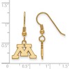 Black Bow Jewelry 14k Yellow Gold Plated Sterling Silver Minnesota Golden Gophers NCAA Dangle Earrings - 2 of 3