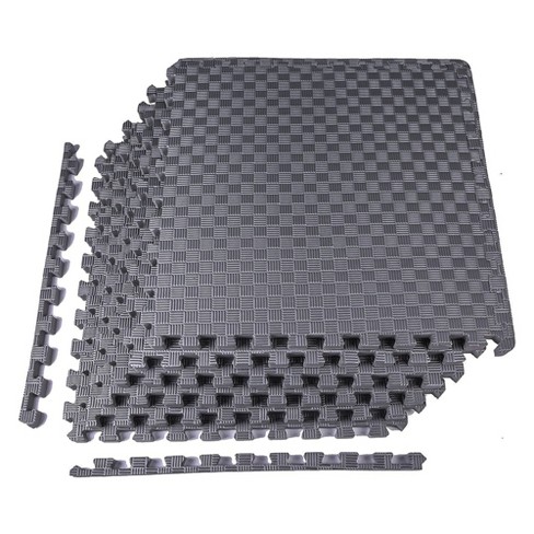 24 in. x 24 in. Gray Foam Mat Interlocking FloorTiles w/ EVA Foam Padding  for Exercise/Playroom/Garage/Basement Flooring