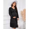 Women's Maternity Dress V Neck Long Sleeve Button Front Tiered Hem Casual Midi Dress - 4 of 4