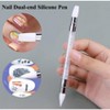 JDICTION 2 Pcs Nail Art Engraving Pen Double-headed Silicone Pen 3D Engraving Drawing Point Rhinestone UV Gel Nail Tool - 4 of 4