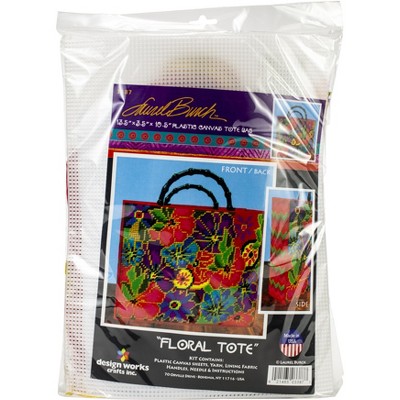 Design Works Plastic Canvas Tote Bag Kit 13"X10"X3"-Floral