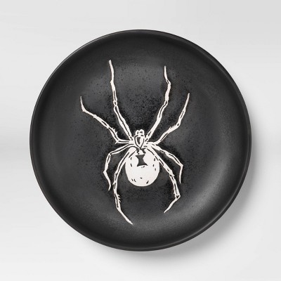 6.125" Halloween Stoneware Spider Appetizer Plate Black - Threshold™: Round, Microwave & Dishwasher Safe, Handcrafted