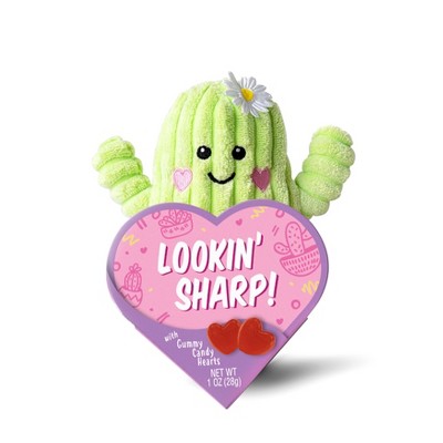 Cactus Valentine's Looking Sharp Date Night Plush with Gummy Candy Hearts - 1oz