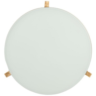 Gold and White Round Metal Glass Accent Table