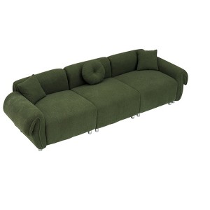 NicBex 112 Inch Teddy Velvet Couch,3-Seater Sofa with 3 Pillows for Living Room,Office,Apartment - 1 of 4