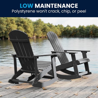 Savannah Light Gray Poly Resin Rocking Adirondack Chair