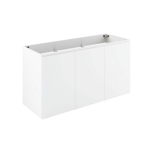 Modway Vitality 48" Wall-Mount Bathroom Vanity – Modern Double Drawer Sink Cabinet with White Basin and Storage - 1 of 4