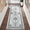 8x10 Large Washable Area Rug, Blue Non Slip Carpet, Stain Resistance Vintage Room Rug, Indoor Floor Carpet for Living Room, Low Profile Rug, Boho Rug - 3 of 4