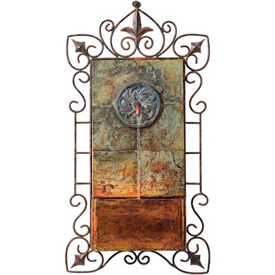 John Timberland Rustic Outdoor Wall Water Fountain with Light LED 33" High Medallion for Yard Garden Patio Deck Home Hallway