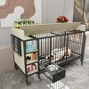 LAOTIES Large Rolling Pet Cage with Feeding Drawer And Storage Cabinet,Indoor Crate with Stainless Steel Bowls - 2 of 4