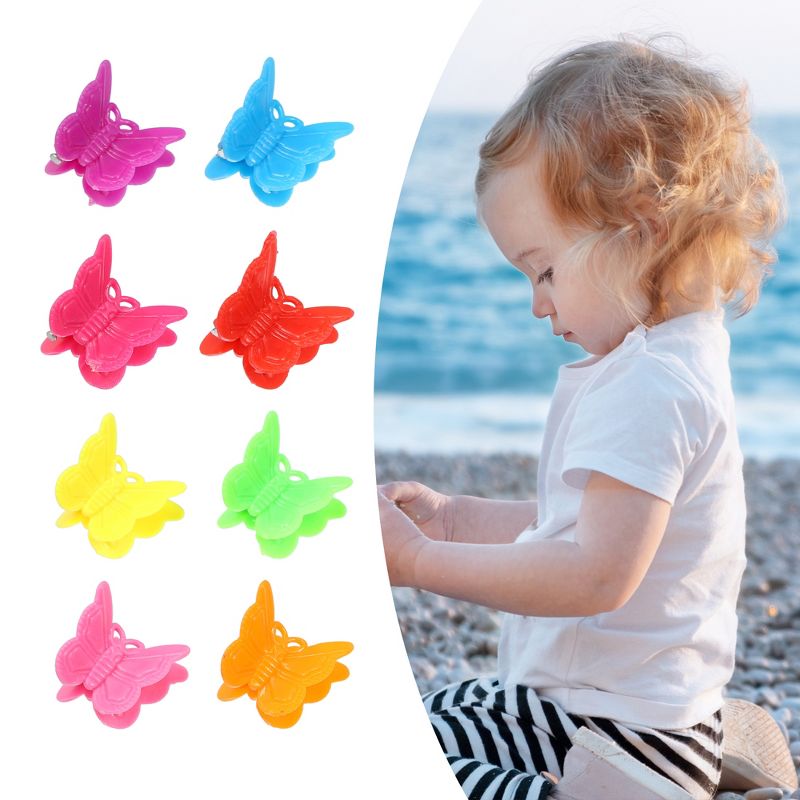 Unique Bargains Girls Mini Hair Clips Butterfly Shaped Cute Hair Accessories Multicolor 100 Pcs, 2 of 7