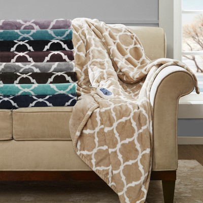 Lavender Electric Heated Ogee Oversized Throw Blanket