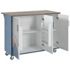 NicBex Kitchen Island with Drop Leaf Accent Cabinet with Internal Storage Rack Navy Blue - 3 of 4