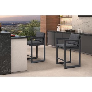 PURPLE LEAF Outdoor Bar Stools Set of 2 Modern Aluminum Barstools with Removable Cushion Patio Bar Stool for Kitchen Outside Island Backyarda - 1 of 4