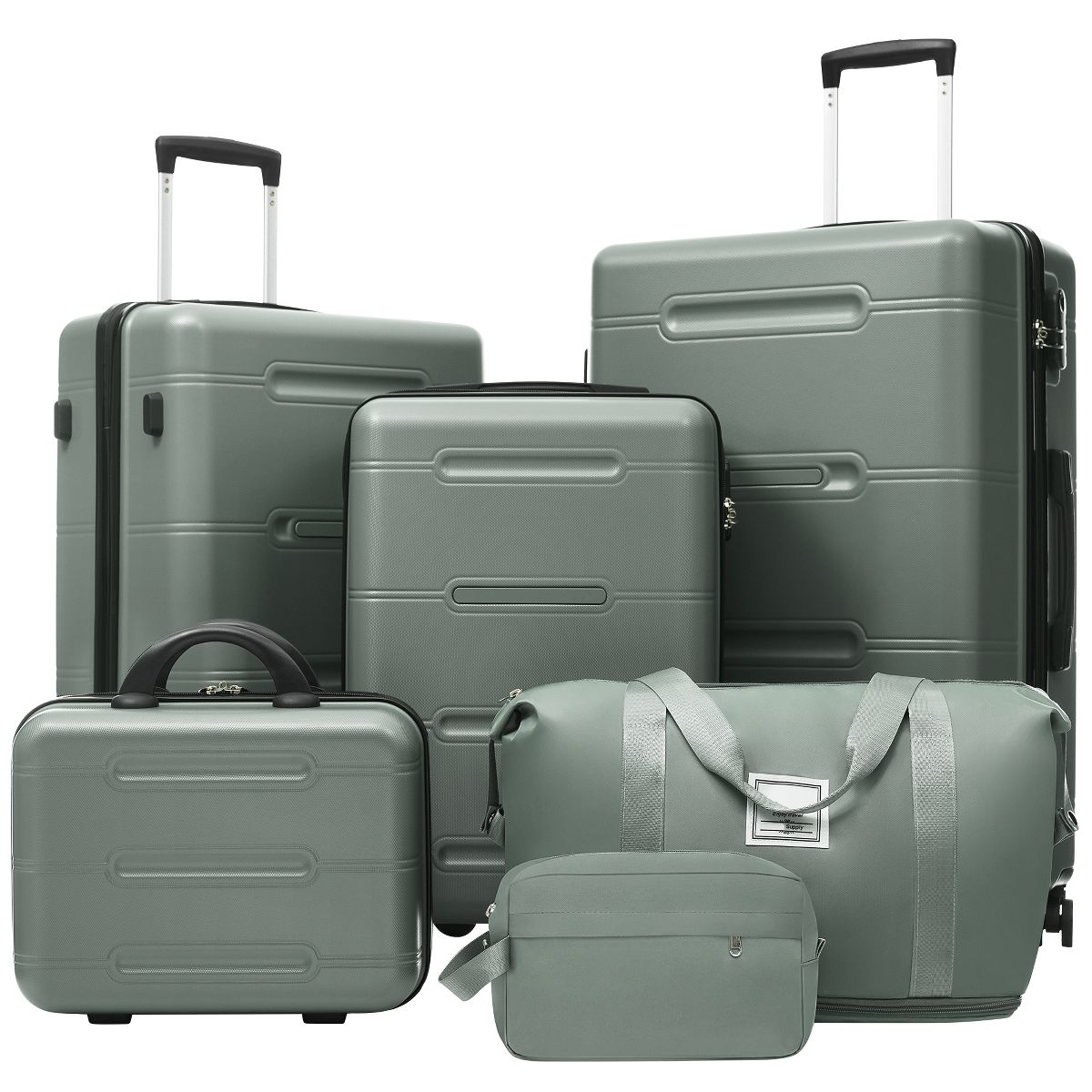 Polibi Luggage Set 6 Piece with 14 Inch Cosmetic Case, 20/24/28 Inch Suitcase, a Duffel Bag, a Toiletry Bag