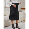 INSPIRE CHIC Women's Maternity Sweater Skirt A Line Over the Belly Knit Midi Pregnancy Pleated Skirts - 3 of 4