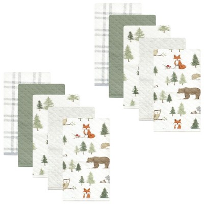Image of Hudson Baby Unisex Baby Quilted Burp Cloths, Forest Animals, One Size