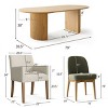 7-piece Dining Room Table Set, Oak Oval Table with 6 Linen Fabric Dining Chair and 2 Captain's Chair with Solid Wood Legs, Dining Room- Maison Boucle - 3 of 4