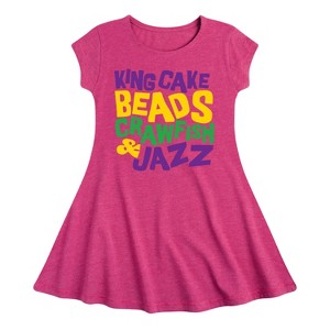 Girls' - Instant Message - King Cake Beads Crawfish Jazz Fit & Flair Cap Sleeve Dress - 1 of 3