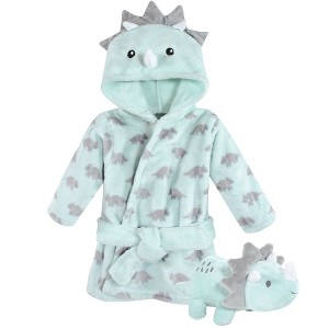 Hudson Baby Plush Bathrobe and Toy Set, Triceratops, One Size - 1 of 4