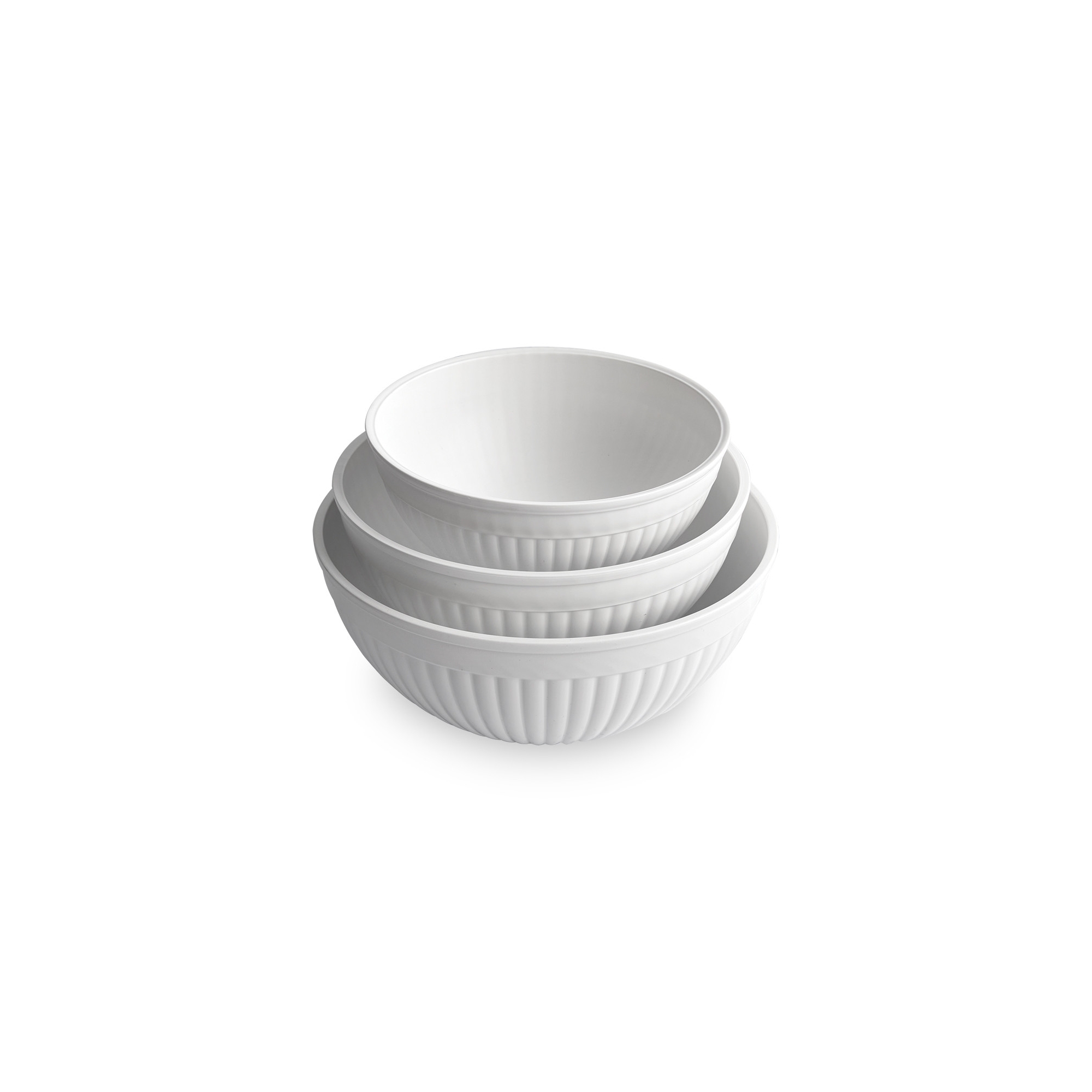 Nordic Ware 3 Piece Prep & Serve Mixing Bowl Set, White