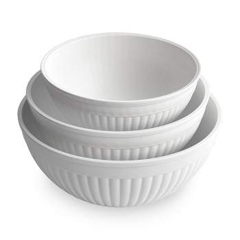 Nordic Ware 3 Piece Prep & Serve Mixing Bowl Set, White