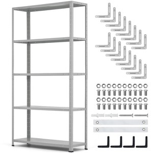 Kitchen storage rack, five-tier heavy-duty steel, height adjustable, metal material, industrial style, suitable for kitchens, storage rooms. - 1 of 4