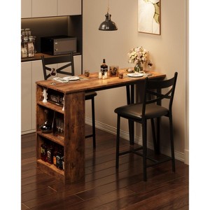 GOCAPTAIN Bar Table and Chairs Set, 3 Piece Bar Table Set with with Flip Top Extension and Storage Shelves, Dining Table Set for Kitchen, Apartment - 1 of 4