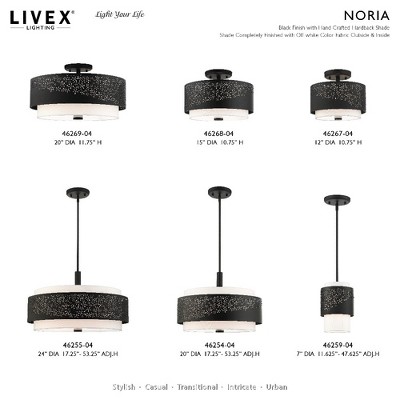 Black Mini Drum 4-Light Steel Pendant