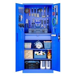 Mlezan Metal Garage Cabinet:Locking Doors,Drawers,Pegboard. 71" Heavy-Duty Steel Cabinet for Garage,Warehouse,or Basement Tool Storage. - 1 of 4