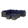 6-Piece Outdoor Patio Rattan Conversation Sectional Sofa Set with Tempered Glass Coffee Table - 3 of 4
