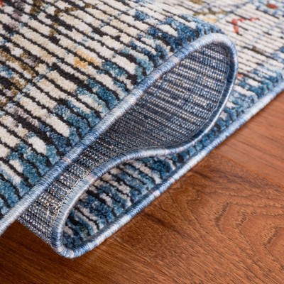 Sierra Ivory and Blue Hand-Knotted Wool Area Rug