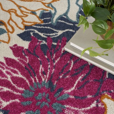 Handmade Off-White Floral Synthetic 8' x 10' Rug