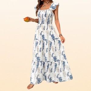beige frill sleeve women summer maxi dress elegant shoulder beige maxi dress ruffle sleeves flared