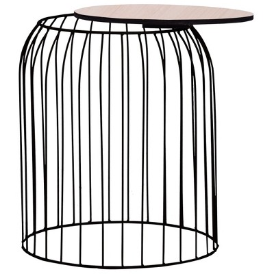 Copper Frame Black Wood Round Nesting Coffee Tables Set