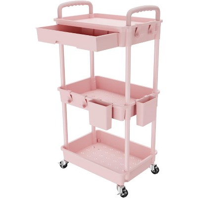 MaseiKar Rolling Utility Cart with Drawer, Utility Cart Made of Multifunctional Storage Organizer Tool for Kitchen, Bathroom, Living Room, Office
