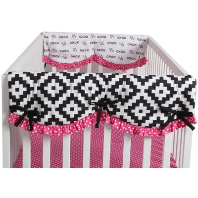 Bacati - Love Black/Fuschia set of 2 Small Side Crib Rail Guard Covers