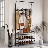Hall Tree Shoe Bench, 4-in-1 Entryway Storage Bench with 8 Sturdy Hooks, Freestanding Coat Rack - 3 of 4