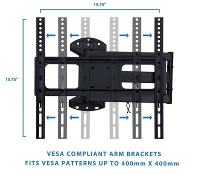 Full Motion Black Steel TV Wall Mount with 24 Inch Extension