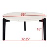 CAVINAS Coffee Tables for Living Room Modern Round Coffee Table Unique Solid Wood Center Table with Imitation Marble Tabletop, Office - 3 of 4