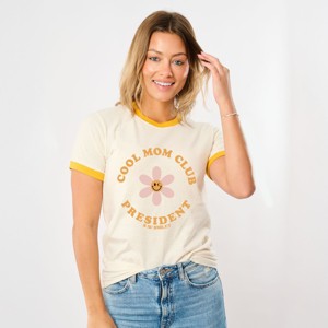 Simply Sage Market S.W.Smiley Cool Mom Club President Flower Ringer Tee - 1 of 4